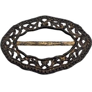 Victorian Scrollwork‎ Buckle Gold Tone Burnished Antique Accent Romantic Style